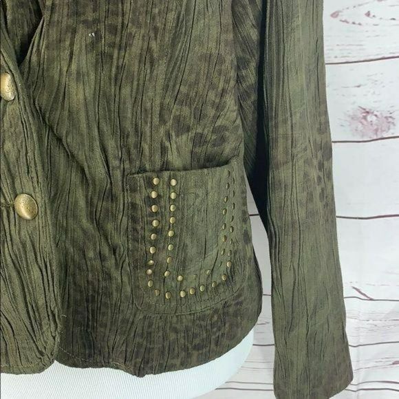 Reba Olive Green animal print Size Small Fitted Jacket blazer - Picture 7 of 12